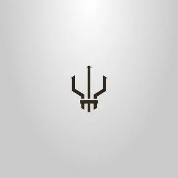 Simple line art geometric vector outline sign of trident Poseidon	 Stock Illustration