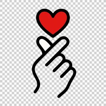 Simple Line Art Hand Gesture Symbol Forming Heart Shape Icon Illustration イラスト素材