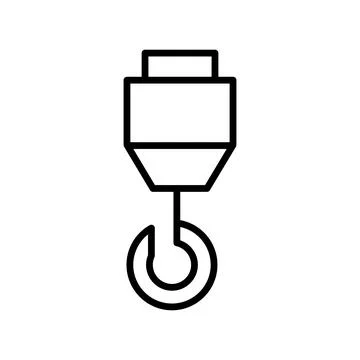 Simple Line Art of a Heavy Crane Hook and Pulley System for Construction Use 库存插图