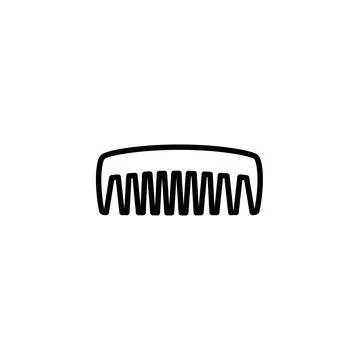 Simple line art icon of a comb on white background with a minimalist line Stock Illustration