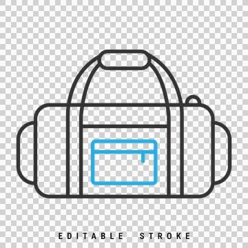 A simple line art icon of a duffel bag. Illustrazione stock