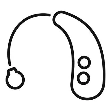Simple line art icon of a hearing aid device Stock Illustration