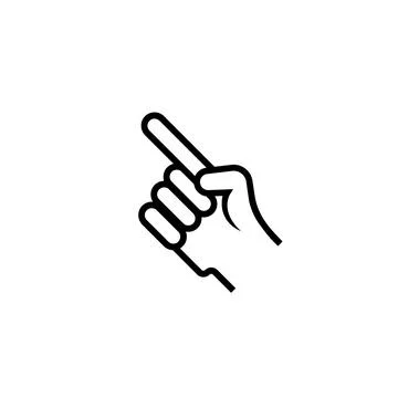 Simple line art icon of a pointing hand for digital interfaces 스톡 일러스트