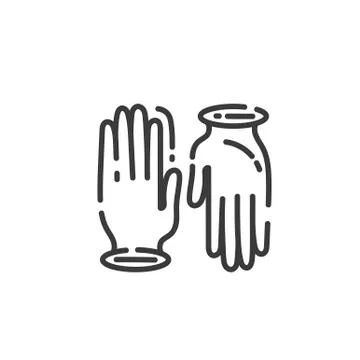 Simple line art icon of work gloves in trendy style Stock Illustration