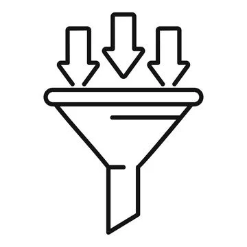 Simple line art illustration of a conversion funnel, symbolizing lead capturing Illustrazione stock