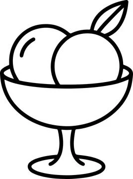Simple line art illustration of fruit in a bowl Stock Illustration