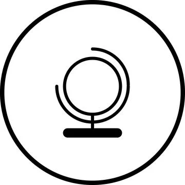 Simple Line Art Illustration of a Globe on Stand Encased in a Circular Border Stock Illustration