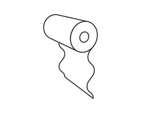 Simple line art illustration of a roll of material unfurling.  Perfect for .. Stock Illustration