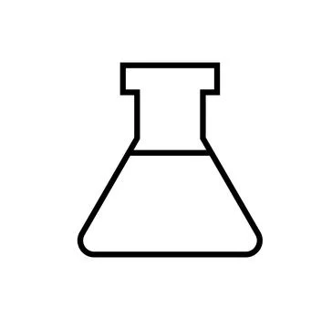 Simple line art of a laboratory flask on a white background. Stock Illustration