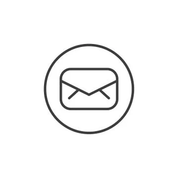 Simple line art mail icon in a round frame  Stock Illustration