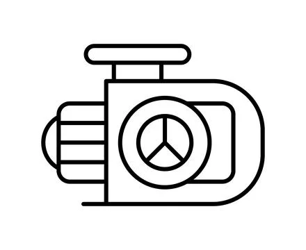 Simple Line Art of a Mechanical Engine Component for Technical Illustration Stock Illustration
