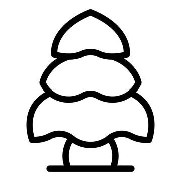 Simple line art pine tree icon Stock Illustration