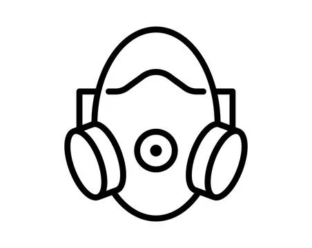 Simple Line Art of a Protective Mask with Filters for Safety Themes Stock Illustration