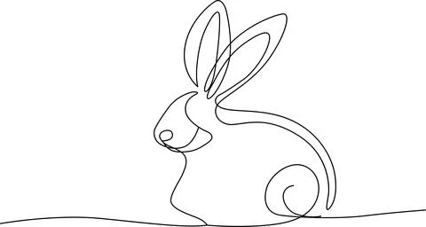 Simple line art rabbit Vector 스톡 일러스트