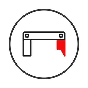 Simple line art representation of an obstruction with a distinct red detail.. Stock Illustration