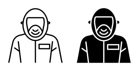 Simple Line Art of Scientist in Protective Gear for Laboratory Setting Stock Illustration