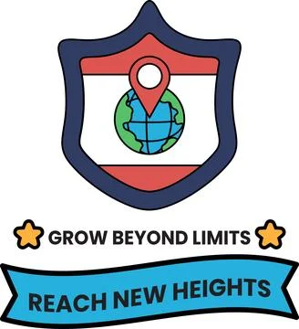 Simple line art shield with globe and pin center Stock Illustration