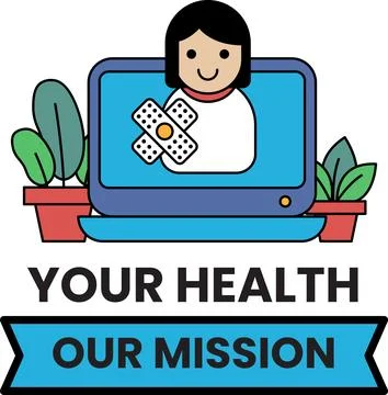 Simple line art shows a smiling person on a laptop screen Stock Illustration