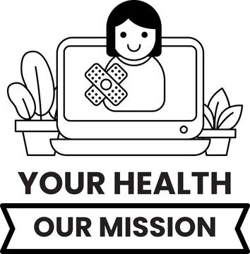 Simple line art shows a smiling person on a laptop screen Stock Illustration