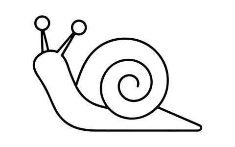 Simple line art of a snail vector on white background Ilustración de archivo