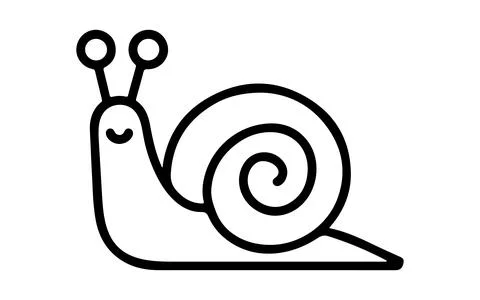 Simple line art of a snail vector on white background イラスト素材