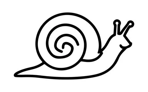 Simple line art of a snail vector on white background Stock Illustration