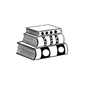 Simple line art stack of books Illustrazione stock