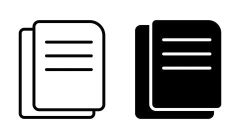 Simple Line Art of Stacked Document Icons in Black and White Designs Stock Illustration