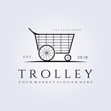 Simple line art trolley chart for shop logo icon symbol vector illustration d Stock Illustration