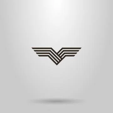 Simple line art vector abstract sign of bird wings  Stock Illustration