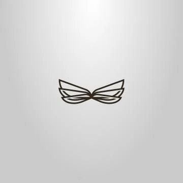 Simple line art vector sign of six wings of dragonfly or butterfly Illustrazione stock