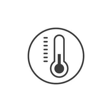 Simple line art vector thermometer icon Stock Illustration