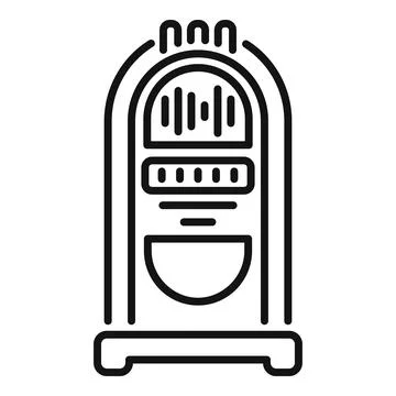 Simple line art vector of a vintage jukebox playing music Illustrazione stock