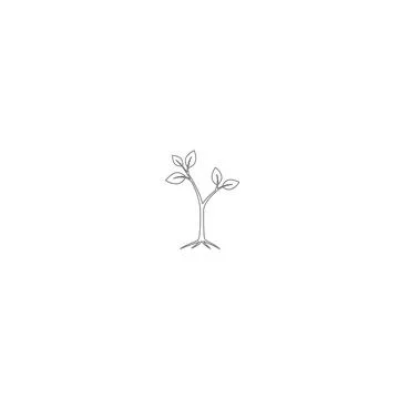 Simple line art of young growing plant 스톡 일러스트