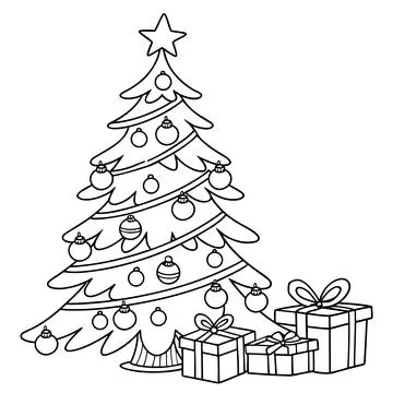 Simple line Christmas tree Stock Illustration