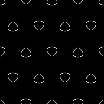 Simple Line Circle Abstract Shape Black Monochrome Seamless Pattern Stock Illustration