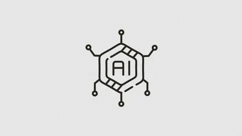 Simple line drawing of an ai related icon, suitable for technology websites, Stock Footage 314514213