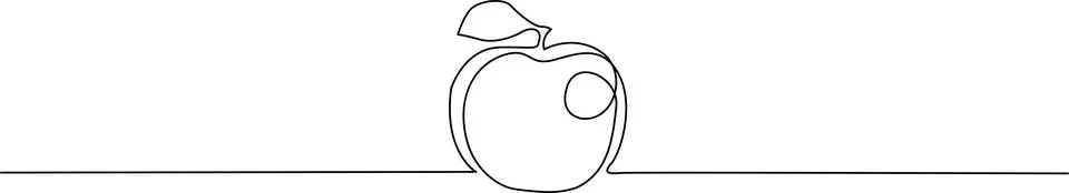 Simple line drawing of an apple Vector 스톡 일러스트