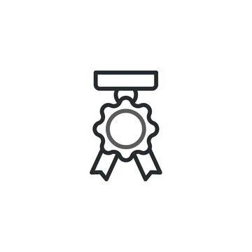 Simple line drawing of an award rosette signifying achievement success reco.. Stock Illustration