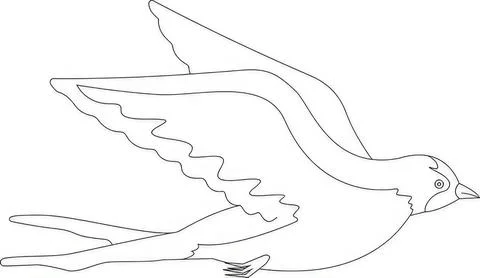 Simple line drawing of a bird flying with wings spread Stock Illustration