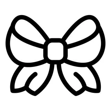 Simple line drawing of a bow with ribbon for gift or present Ilustración de archivo