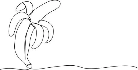 A simple line drawing of a bunch of bananas on a surface Vector Stock-Illustration