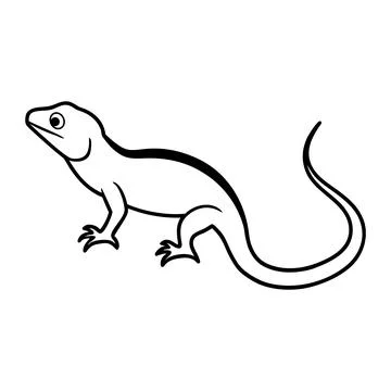 Simple line drawing of a cartoon lizard illustration vector image Stock Illustration