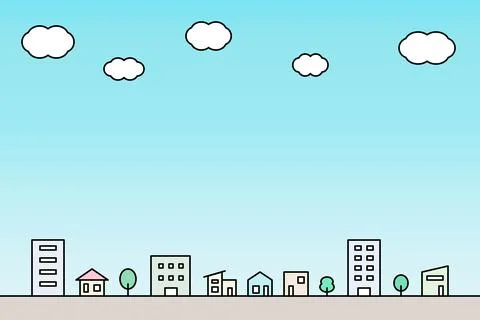Simple line drawing cityscape background Stock Illustration