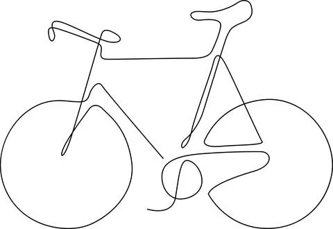 A simple line drawing of a classic bicycle with drop handlebars and thin ti.. Stock Illustration