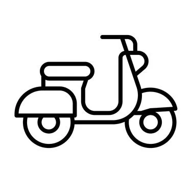 Simple Line Drawing of a Classic Scooter Illustration for Design Use Stock Illustration