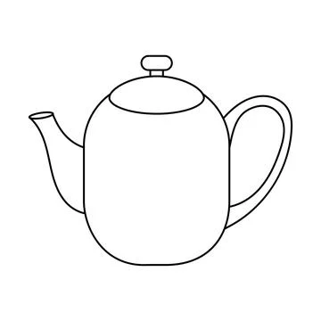 Simple line drawing of a classic teapot icon Stock Illustration