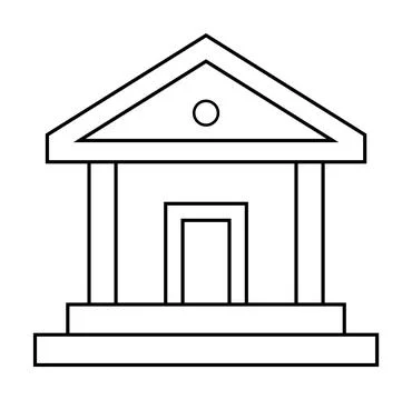 Simple Line Drawing of a Classical Building Structure Ilustración de archivo