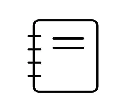 Simple Line Drawing of Closed Notebook with Blank Pages and Binding Stock Illustration