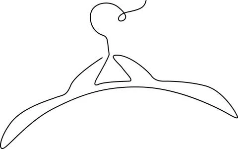 A simple line drawing of a coat hanger with a unique triangular cutout. Vecto Illustrazione stock